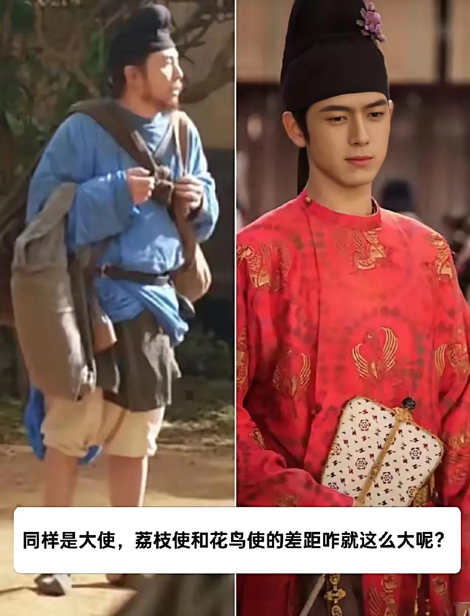 同样是大使，荔枝使和花鸟使的差距咋就这么大呢？
	
《长安的荔枝》和《国色芳华》