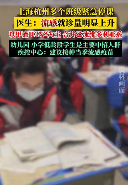【 沪杭多校因流感暴发紧急停课 本轮为甲流 H3N2 叠加乙流 Victoria