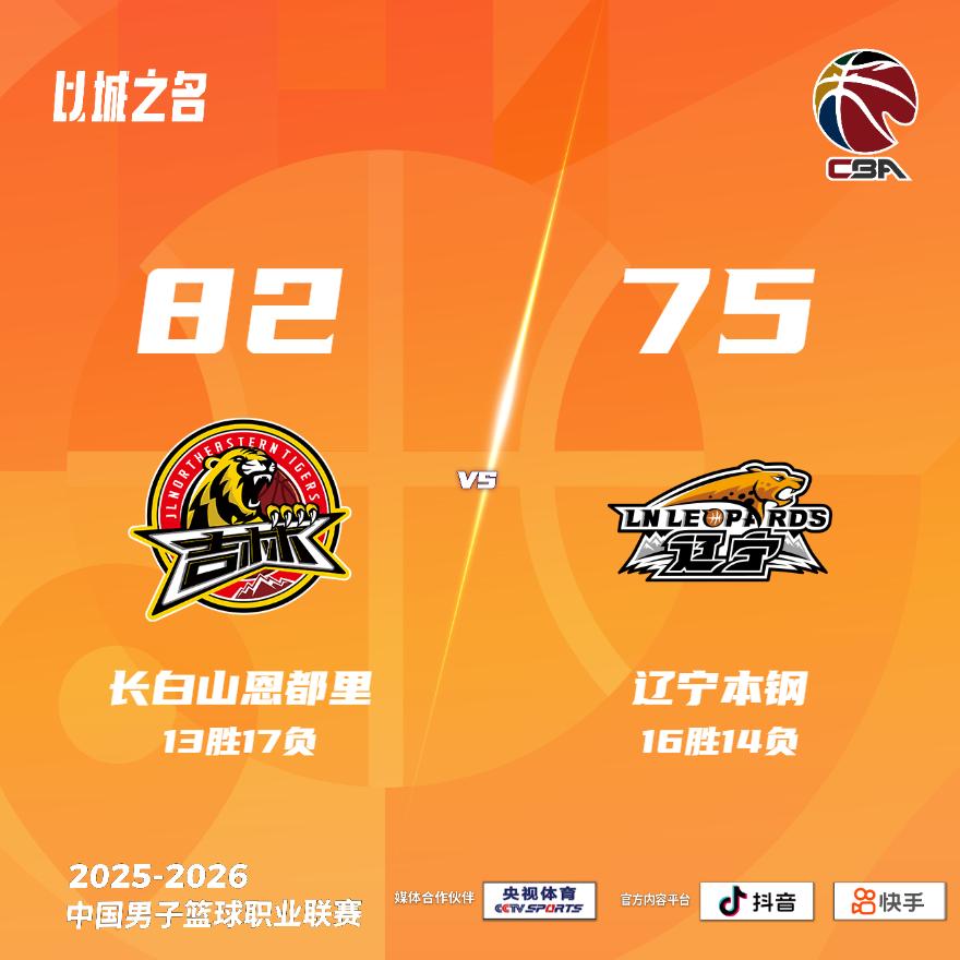 长白山恩都里 82-75 辽宁本钢 吉林男篮vs辽宁男篮
长白山恩都里：姜伟泽2