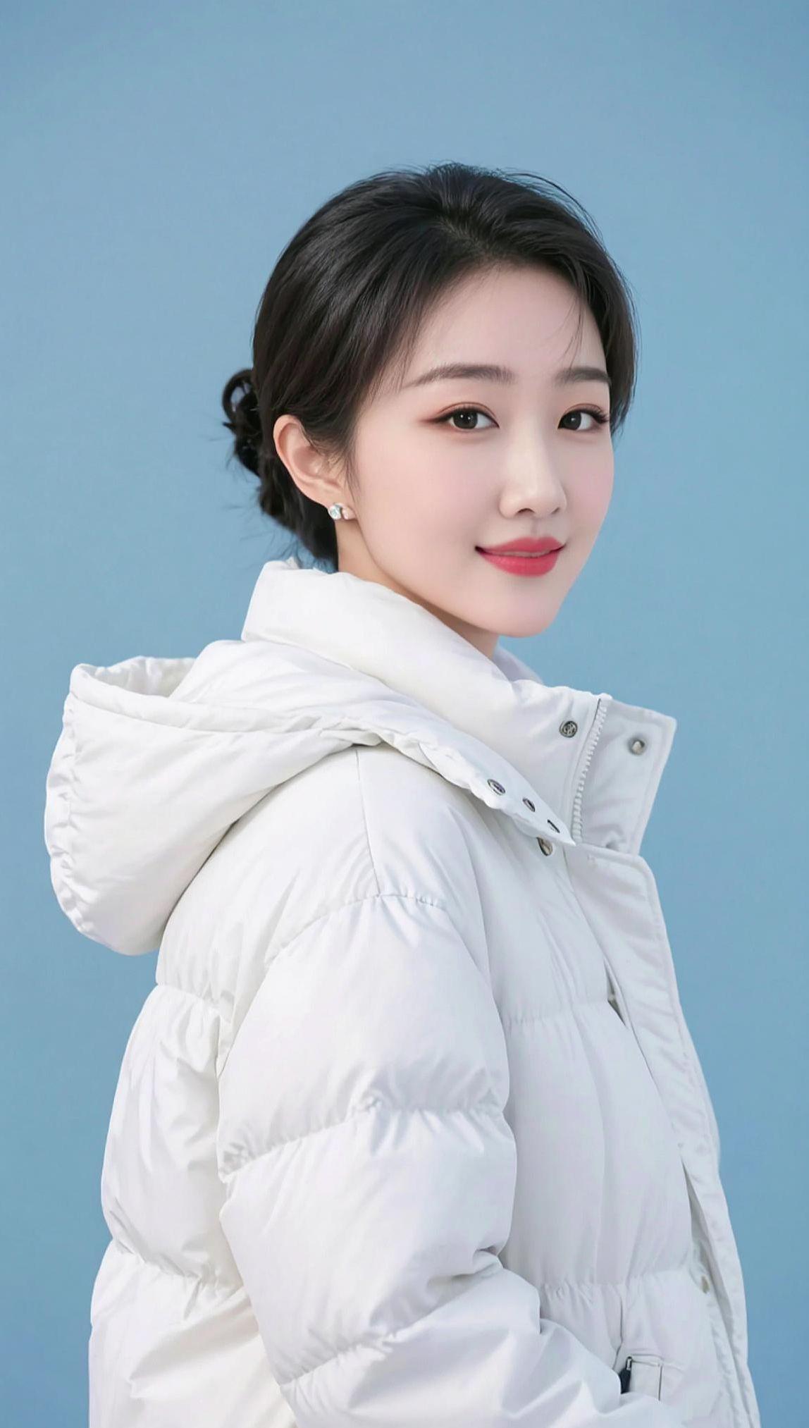 AI淡蓝背景人像 抖音ai创作