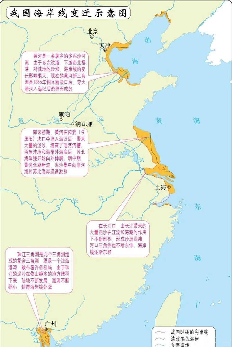 我国经济最发达的几处沿海都是海岸外扩形成