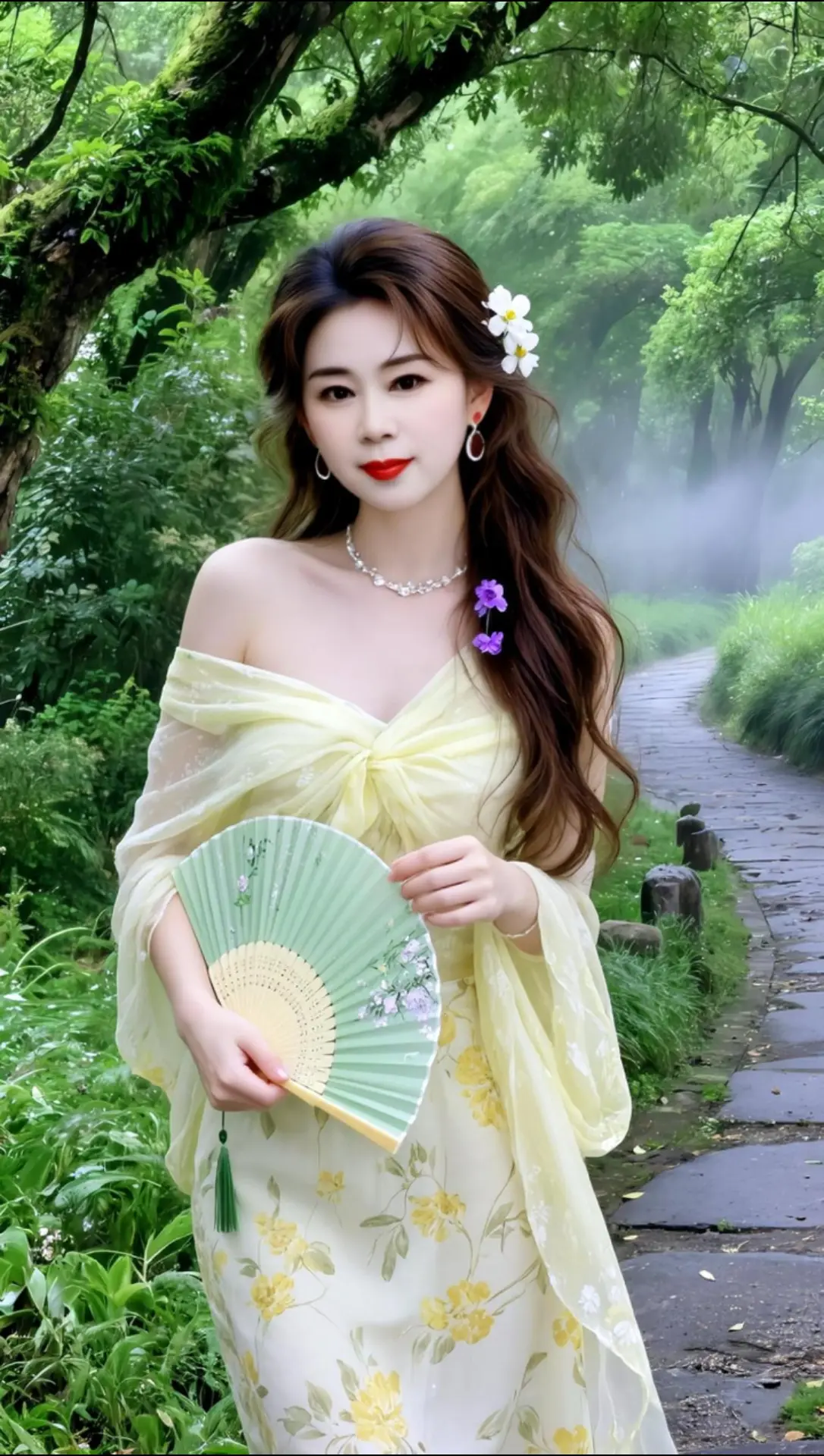 AI绿荫美人照 随变ai随便玩