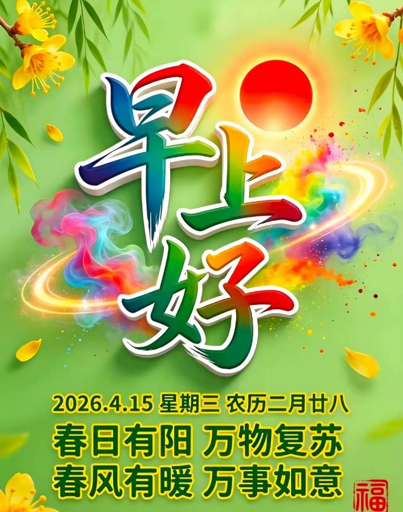 🌺☘️2026./4.15.周三早安心语☘️🌺


🌱🌅晨曦微露，柔风送