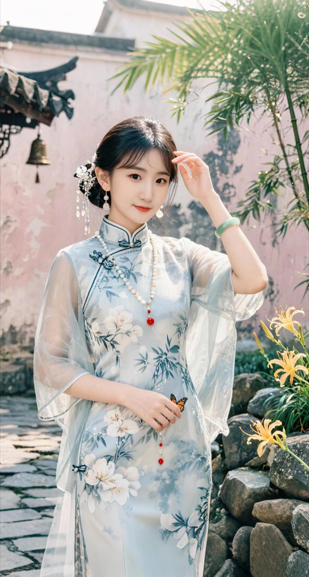 AI扩图 AI夏日旗袍写真