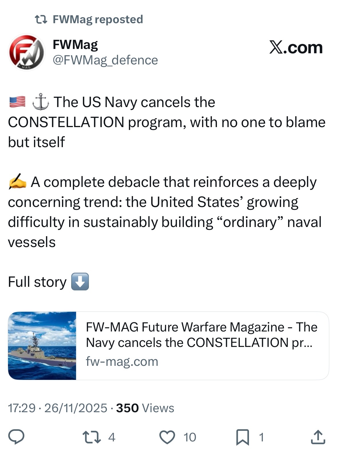 中外舰闻 烽火问鼎计划  和主流媒体📺的“含蓄”不同，意大利🇮🇹军媒RID