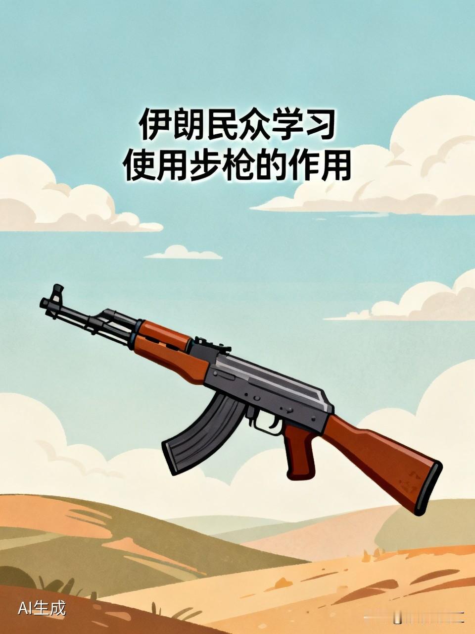 伊朗民众学习使用步枪作用可不小。5月15日，伊朗国家电视台黄金时段直播教全民用A