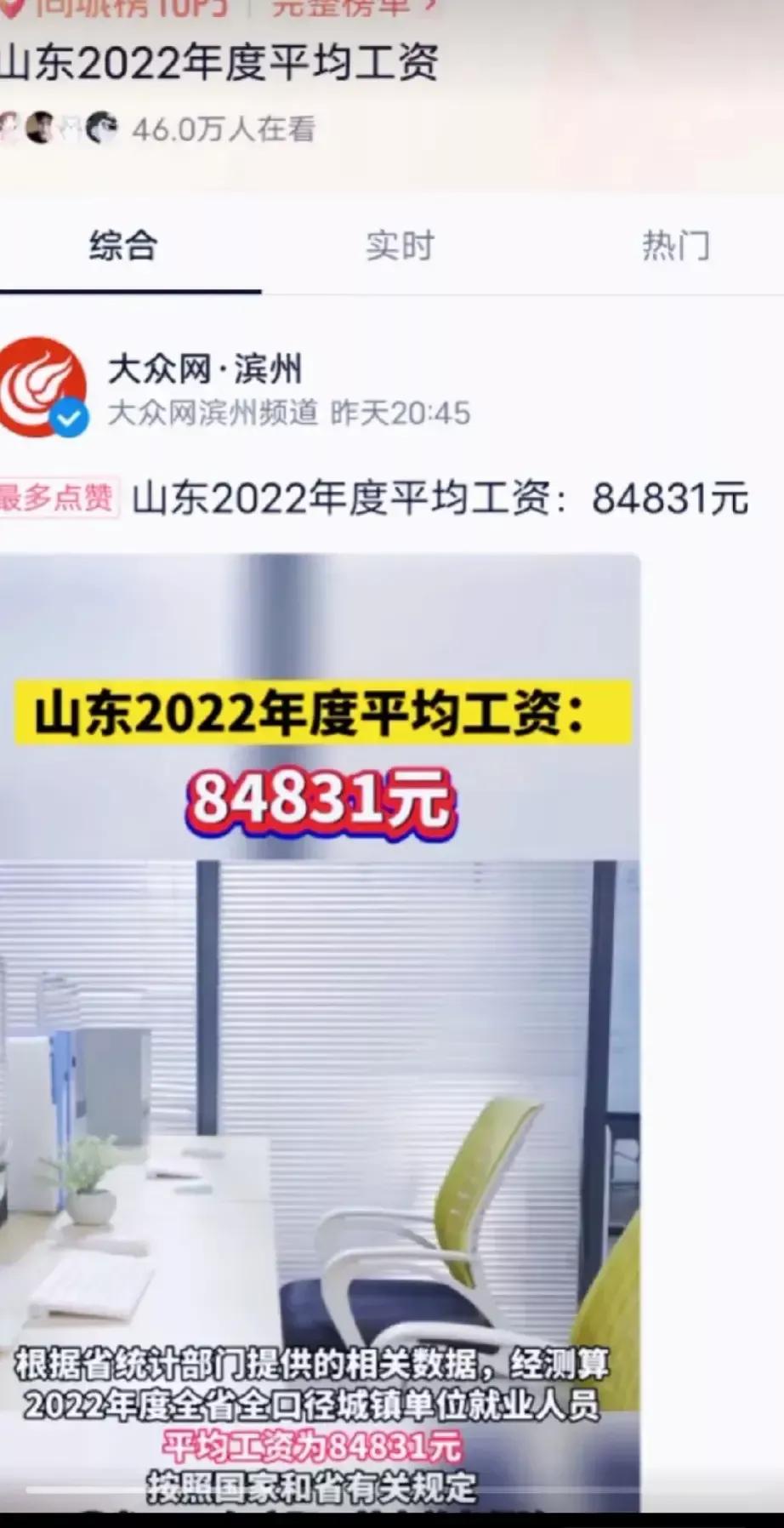 山东，富得流油啊！人均年平均工资84891元，每月7069元。可是网友却不买账，