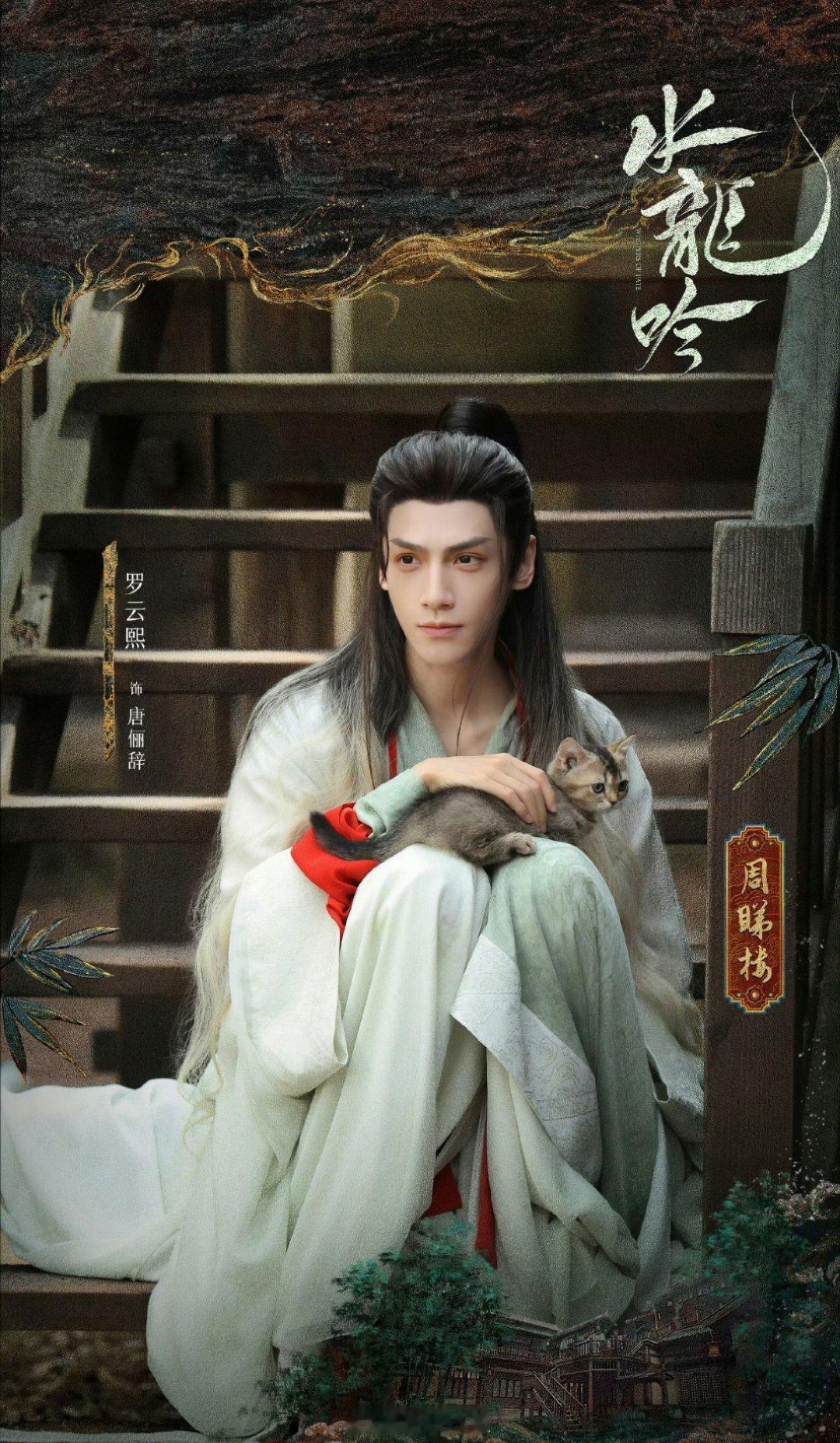 罗云熙主演的《水龙吟》新物料，抱着小猫咪的罗云熙真的好让人怜爱的样子啊，说不定暑