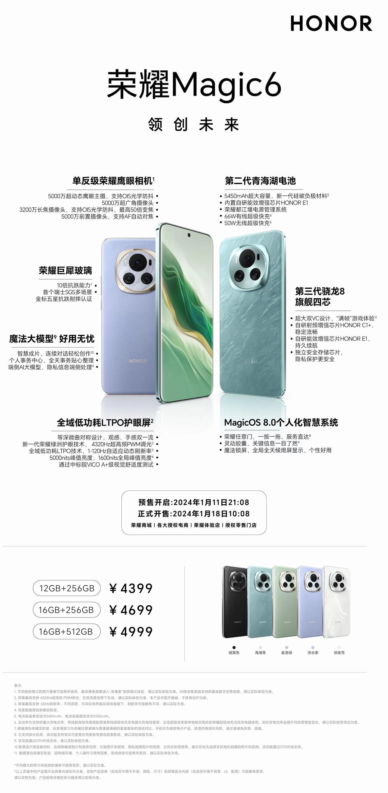 荣耀Magic 6系列发布了，标准版定价有点自信了，不在意无线充电的话，ov那边