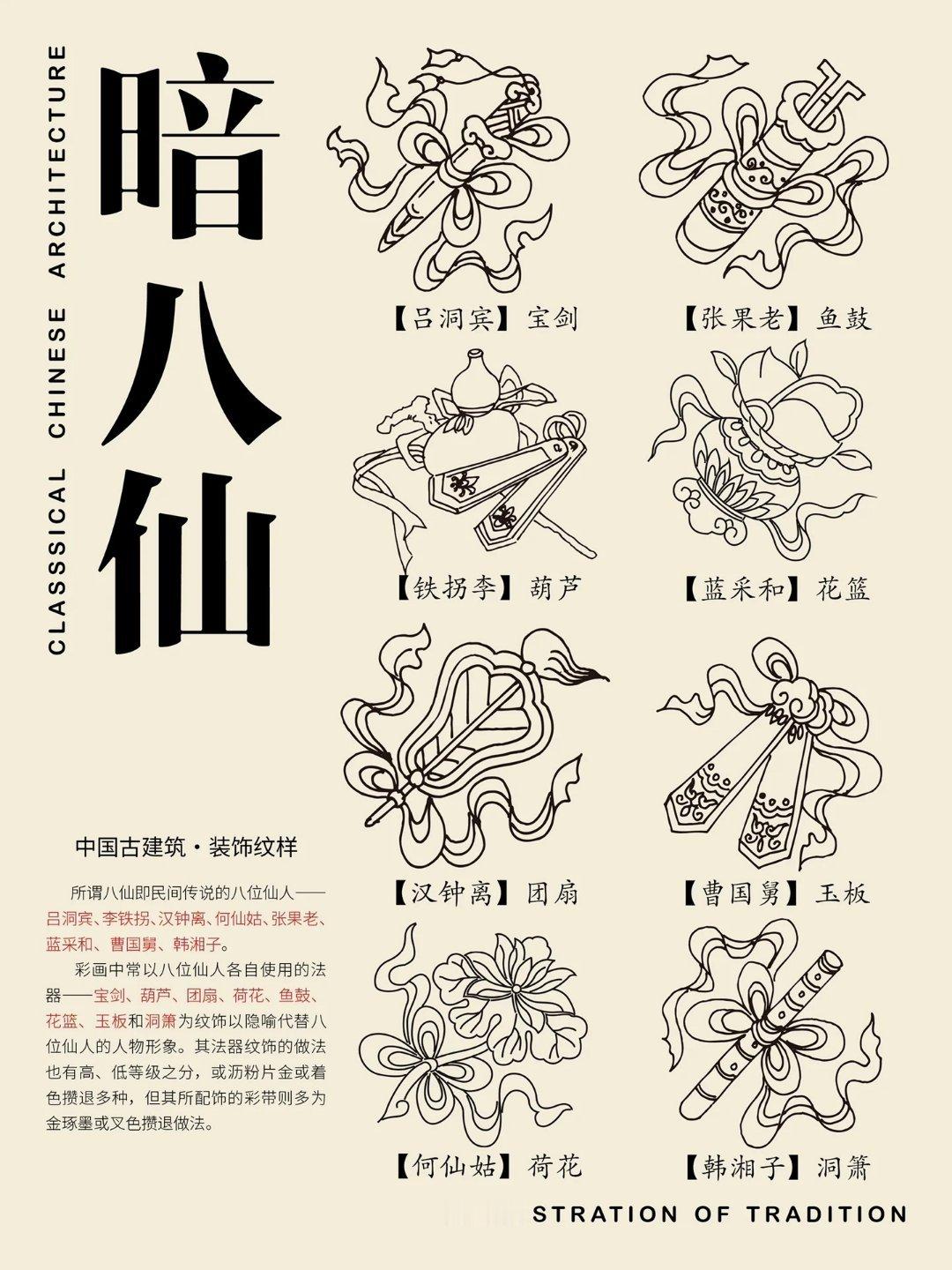 中国传统纹样知识，什么是“暗八仙”？…#这就是中国风# ​​​