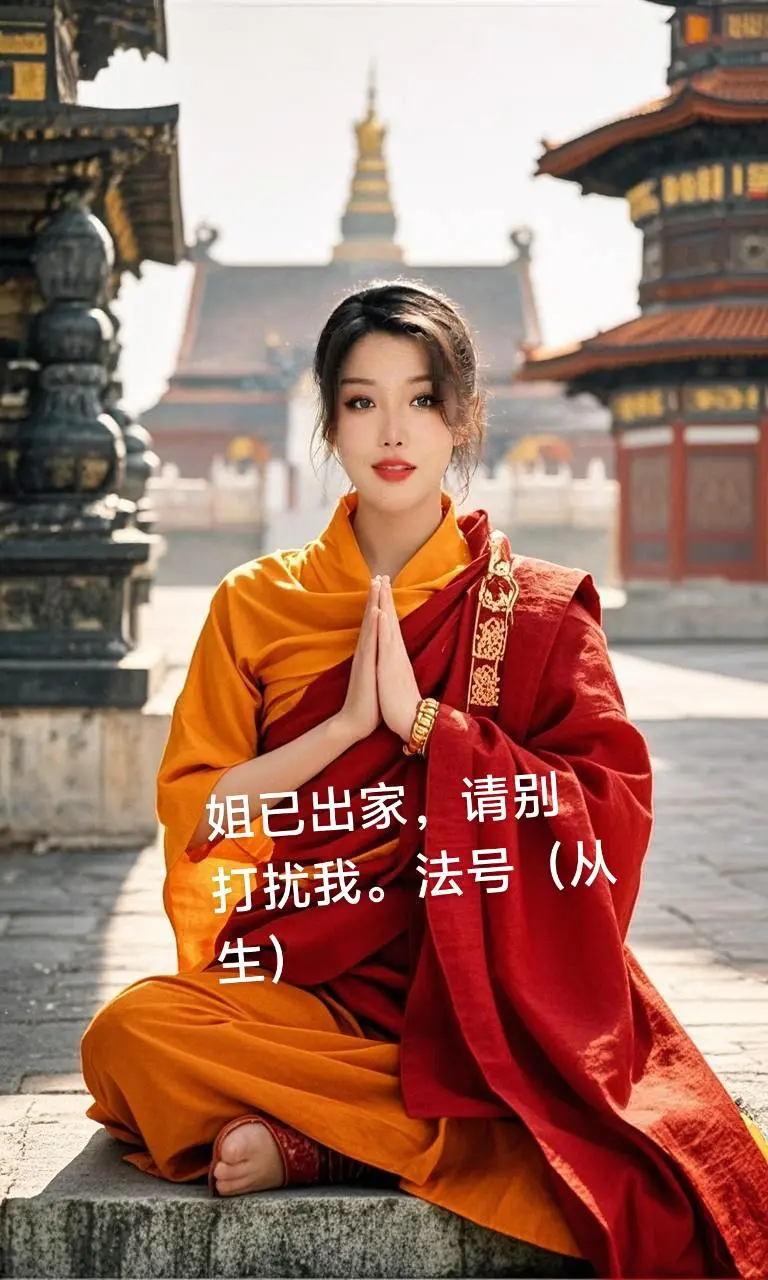 AI寺庙前的红裟僧 世人万千再难遇我