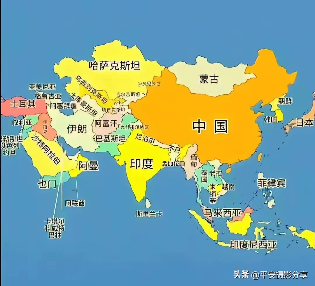 这是一张中国及其周边国家的地图。