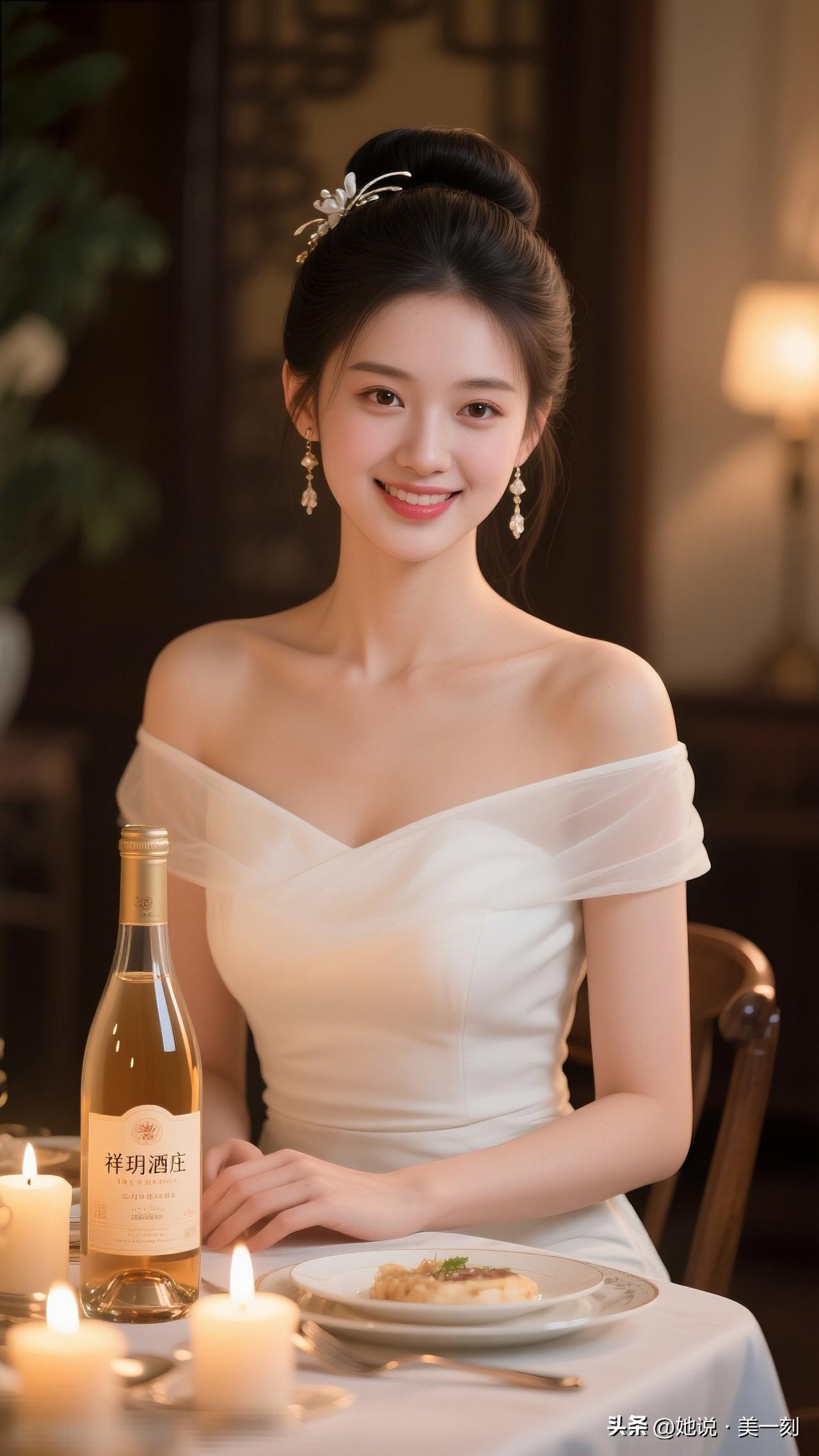 优雅的新娘餐桌，美酒佳肴相伴，幸福时刻定格。清新脱俗的女孩子是什么样子的呀