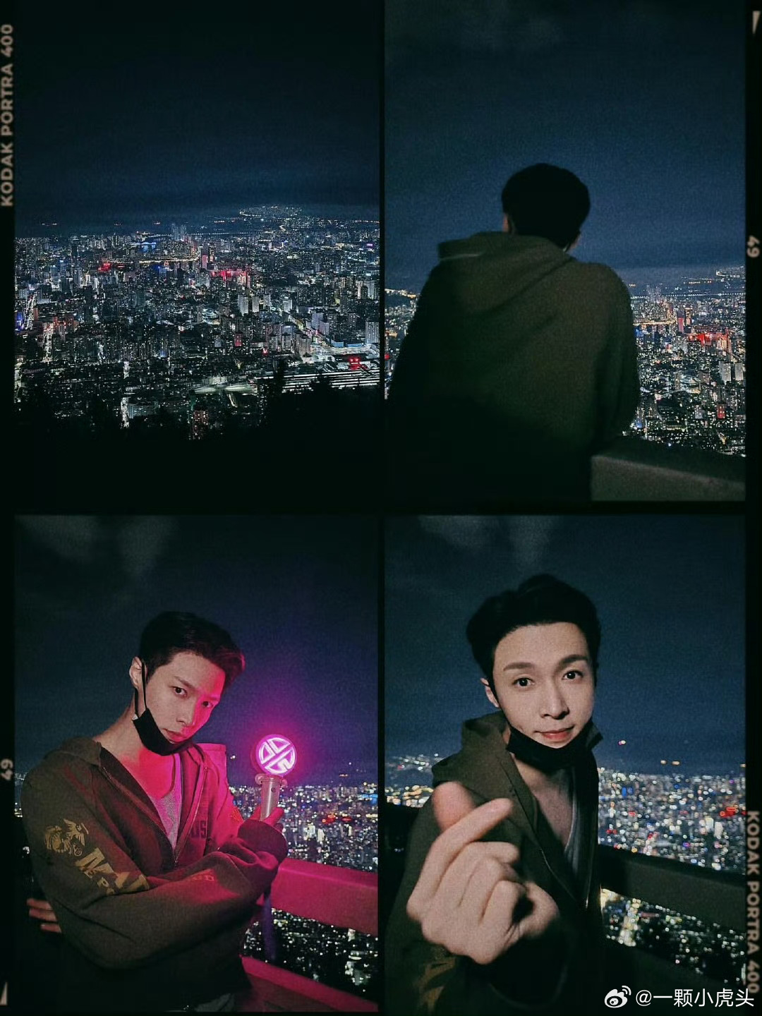 张艺兴真的在ins放了夜景照，还抱着小羊蹄[笑而不语] ​​​