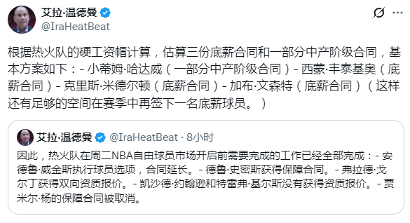 热火后续应该还会有交易吧？如果白白放走鲍威尔，再签下这些人，有点兴奋不起来啊