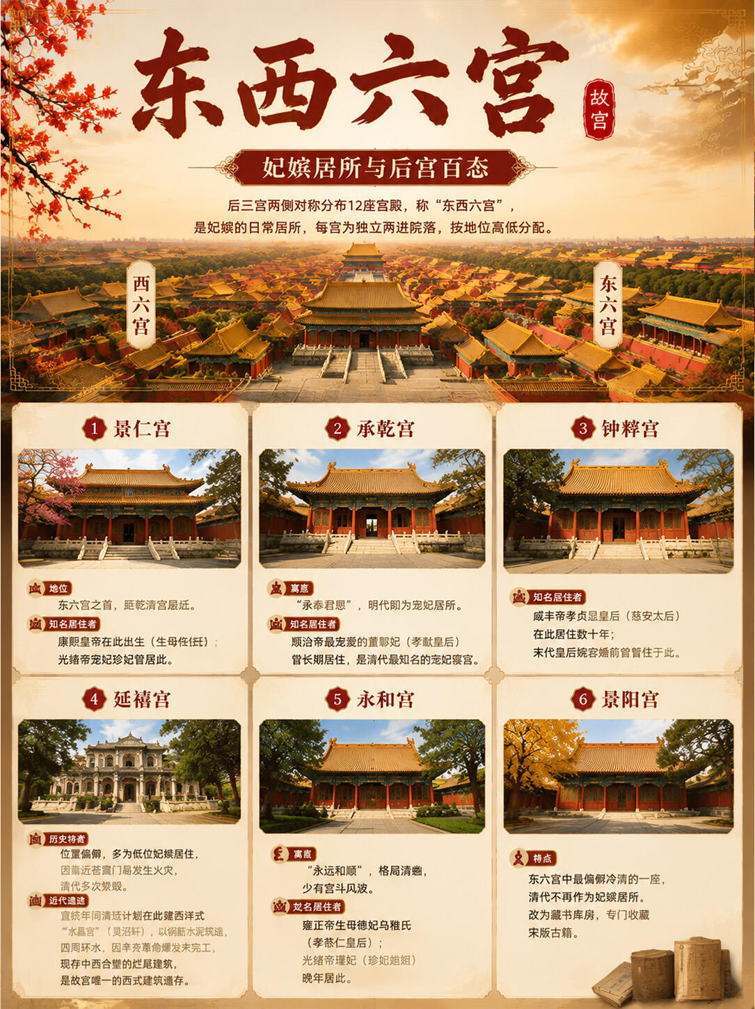 故宫全攻略，各门各宫详解。涵盖整体格局、每座宫门、宫殿功能、帝后居住规则+冷门历