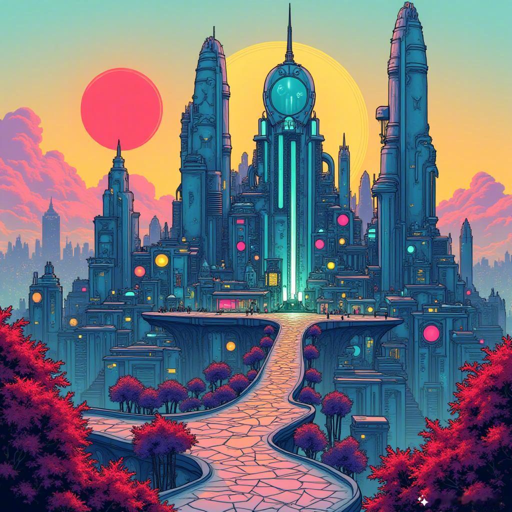 未来与复古交织的城市，仿佛带我回到那段充满梦想的时光🌆✨每一座建筑都是一段故事