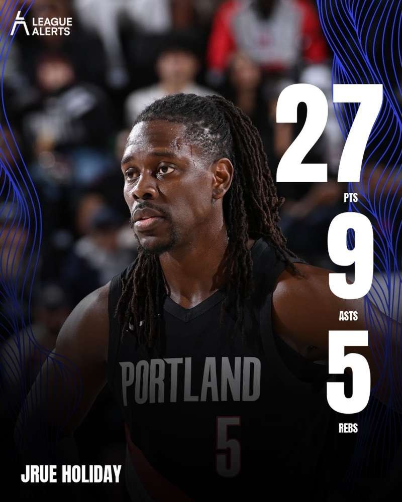 开拓者战胜鹈鹕霍勒迪这场比赛的发挥是个什么水平，在开拓者，36岁的他只要上了场是