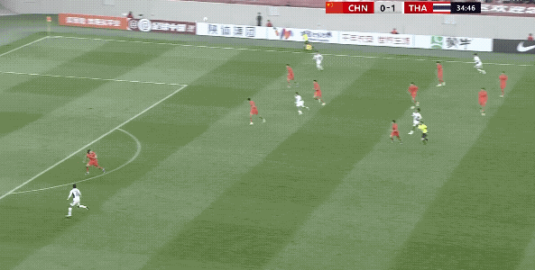 比赛进行到第35分钟，泰国U23再次攻破中国U23大门，客场暂时2：0领先中国U
