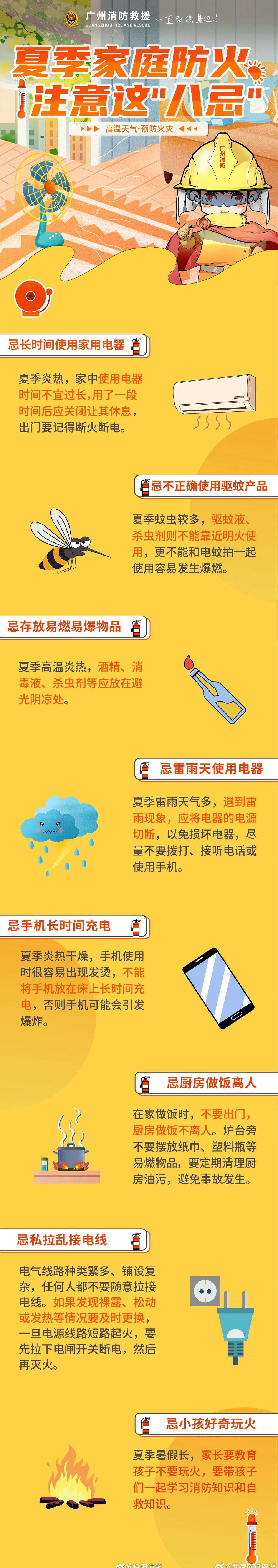 【家庭防火注意这“八忌”】广东高温天热死几千只鸡高温天气，用电用气量剧增，生产、