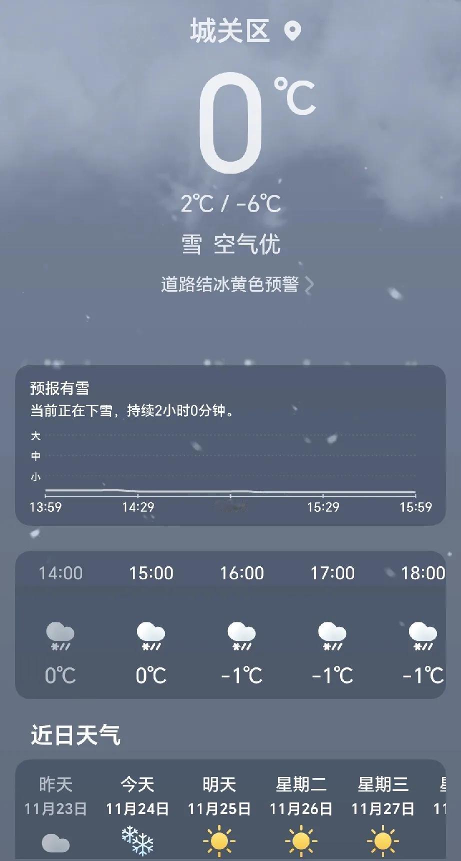 今天是2024年11月24日，星期天，农历的十月二十四日。兰州迎来了今冬的首场降