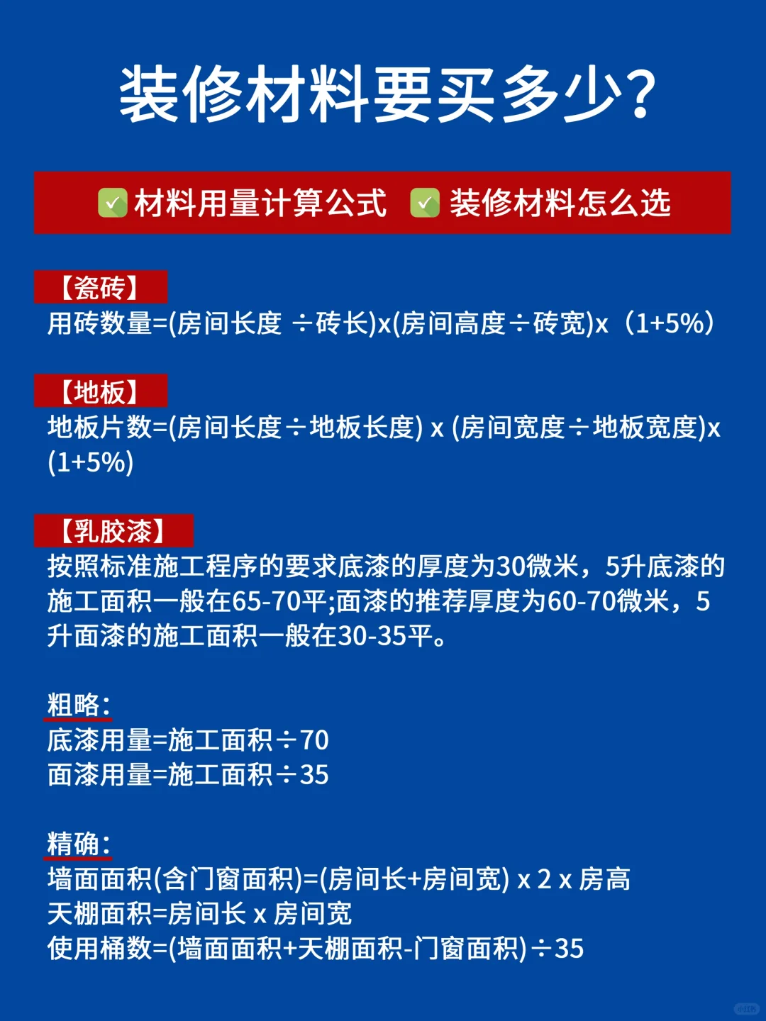 装修材料买多少？记住这8个公式，够用不浪费