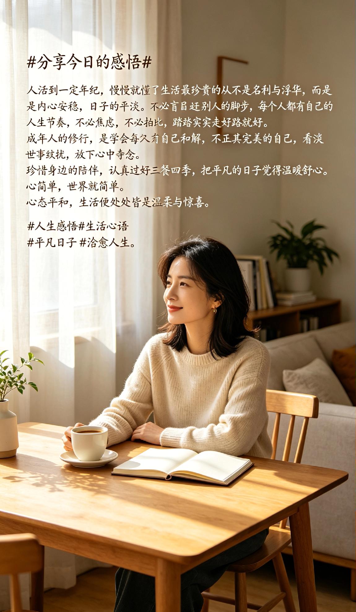 人活到一定年纪，慢慢就懂了生活最珍贵的从不是名利与浮华，而是内心的安稳与日子的平