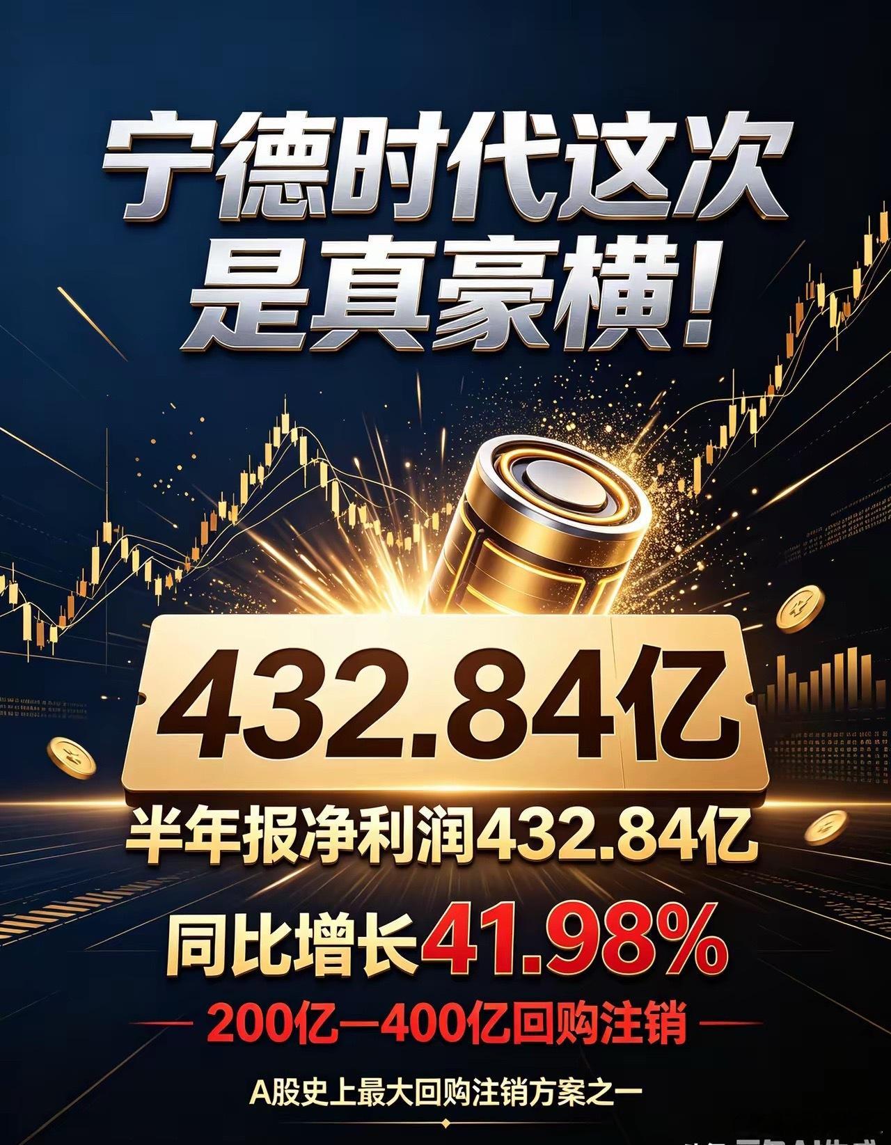 A股最大股票回购宁德时代巨额回购注销事件宁德时代交出亮眼半年报，净利润432.8