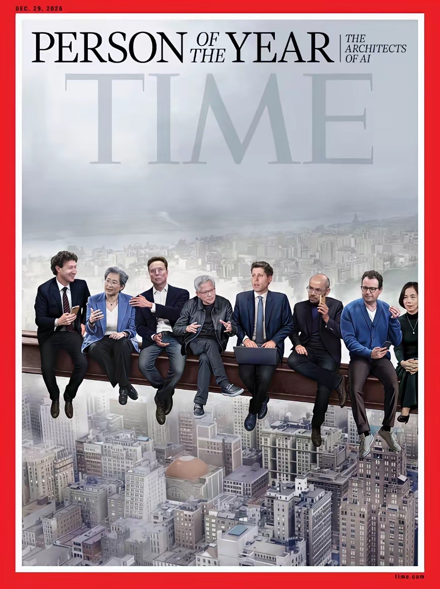时代杂志年度人物授予8位AI领袖《时代》周刊年度人物，堪称行业半壁江山。英伟达黄