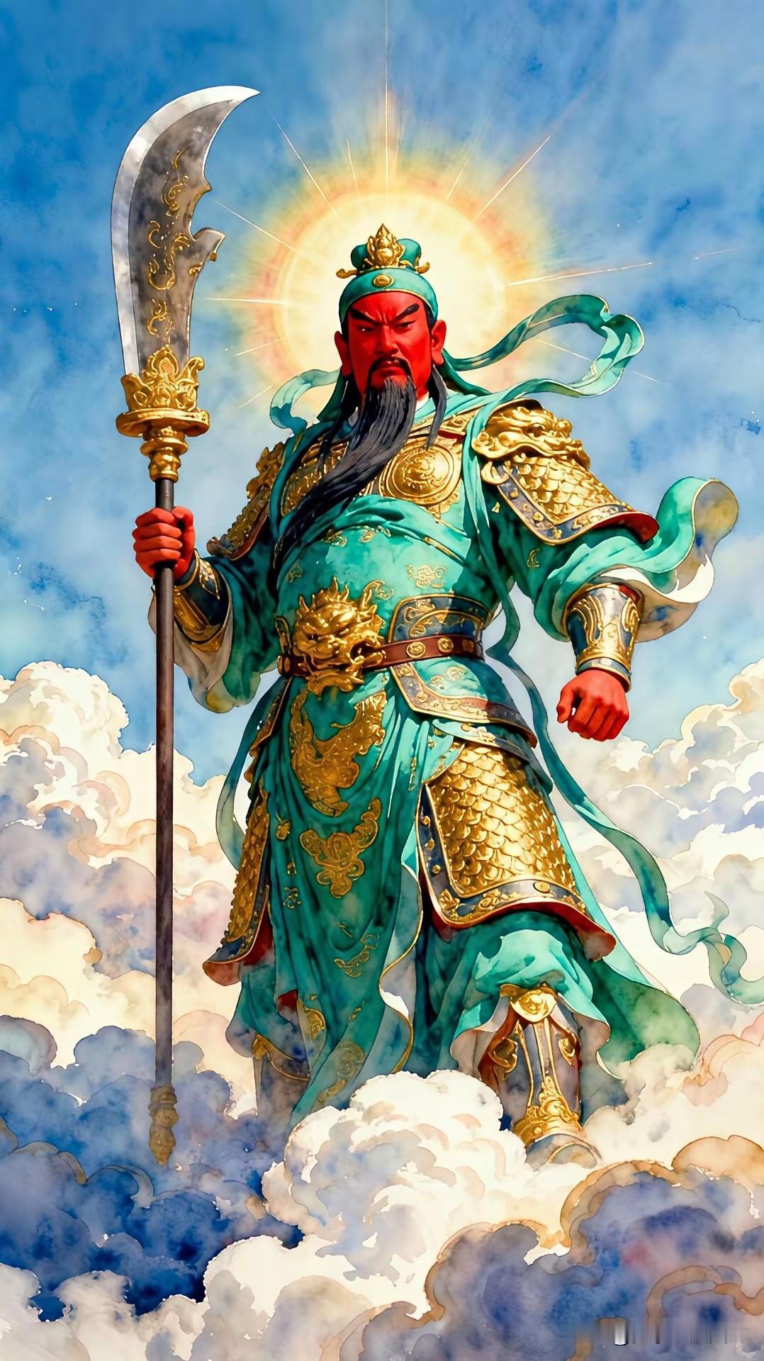 青龙偃月扶忠义，
浩气凌云纳福财。
