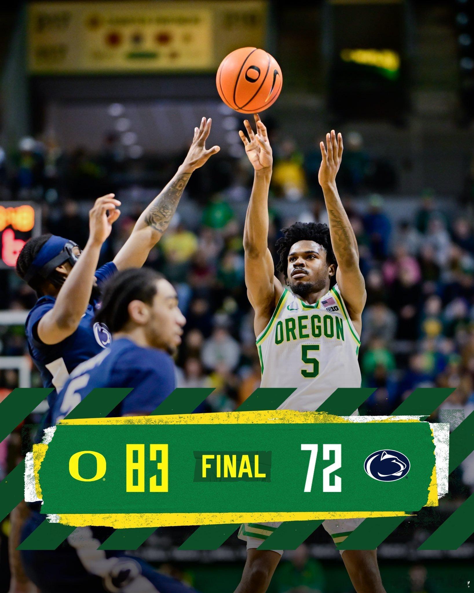 俄勒冈鸭子 凭借Nate Bittle和Takai Simpkins各砍22分的