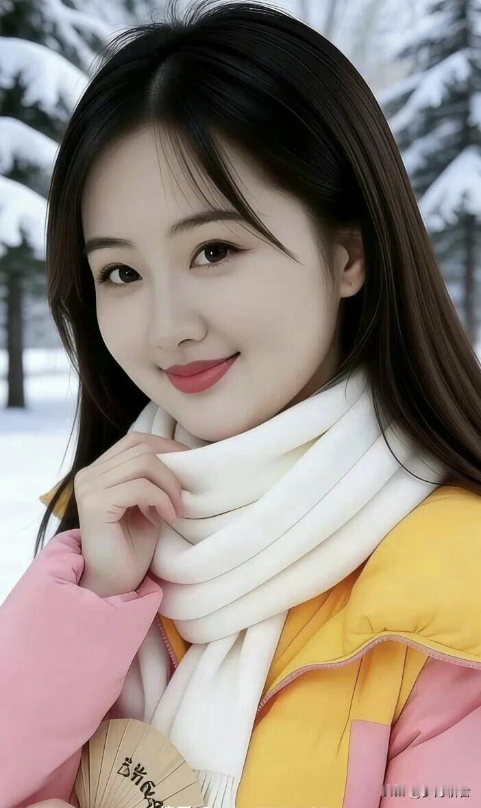 雪中美人笑，书香满怀间。