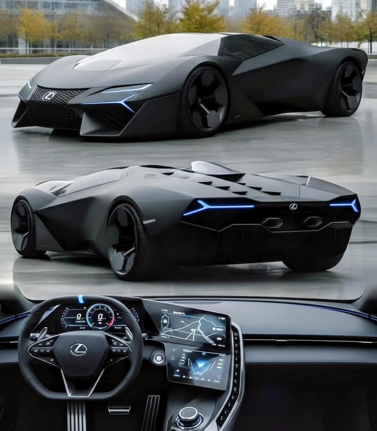 雷克萨斯的超级跑车真是帅炸了！那未来主义、锐利的外观，搭配哑光黑色饰面和蓝色LE