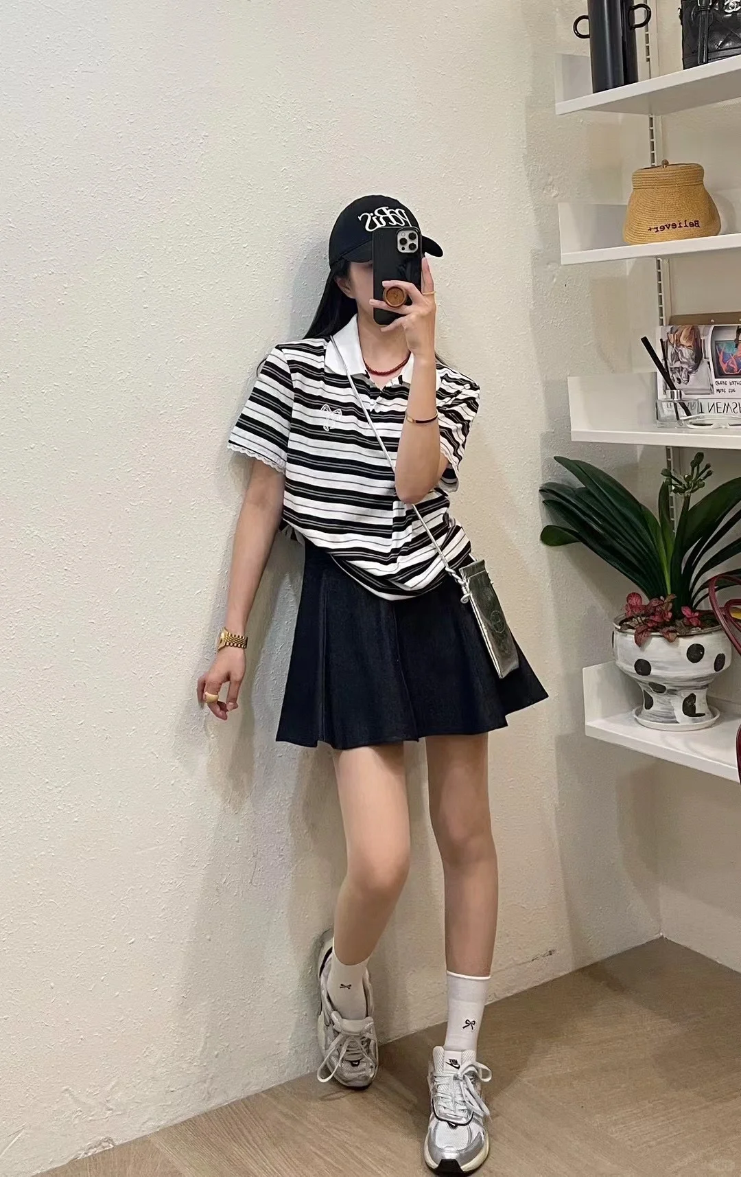 显瘦条纹套装
