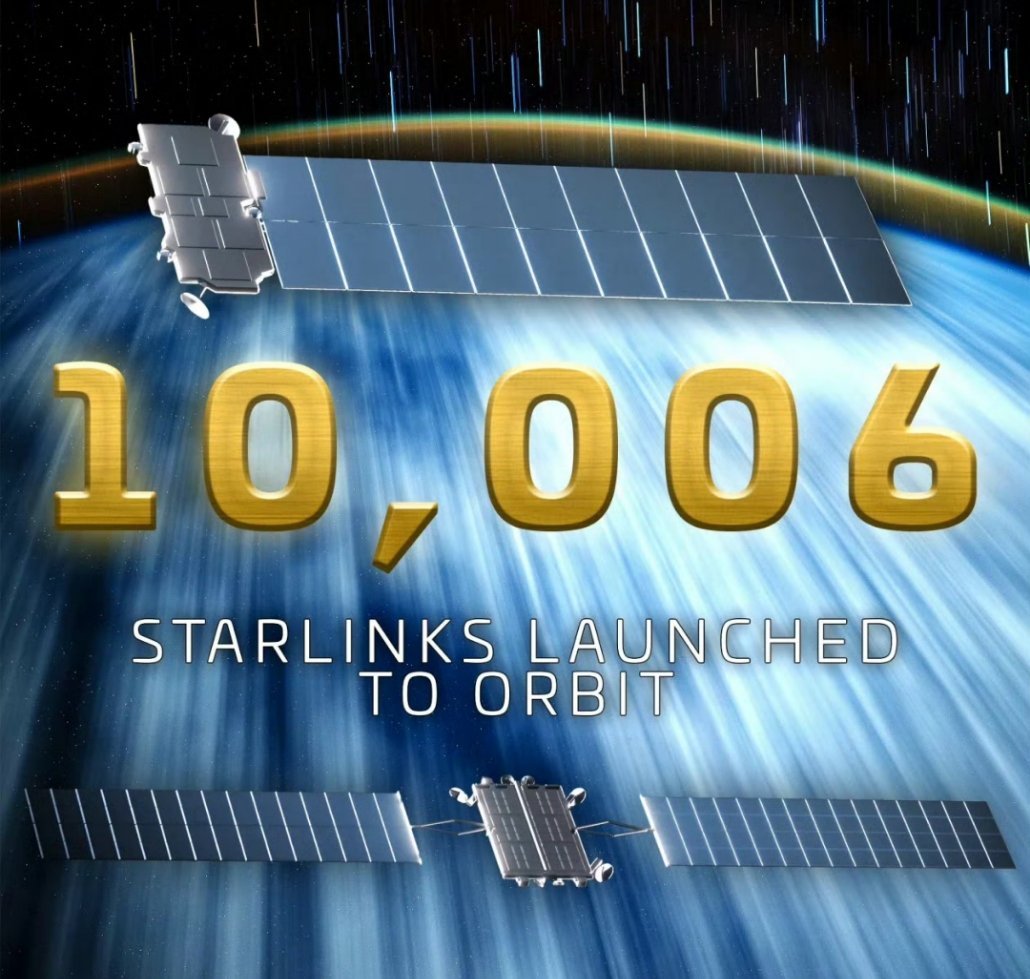 里程碑！超过1万颗啦！马斯克商业航天﻿ ﻿ 【星链卫星在轨数量超10000+】 