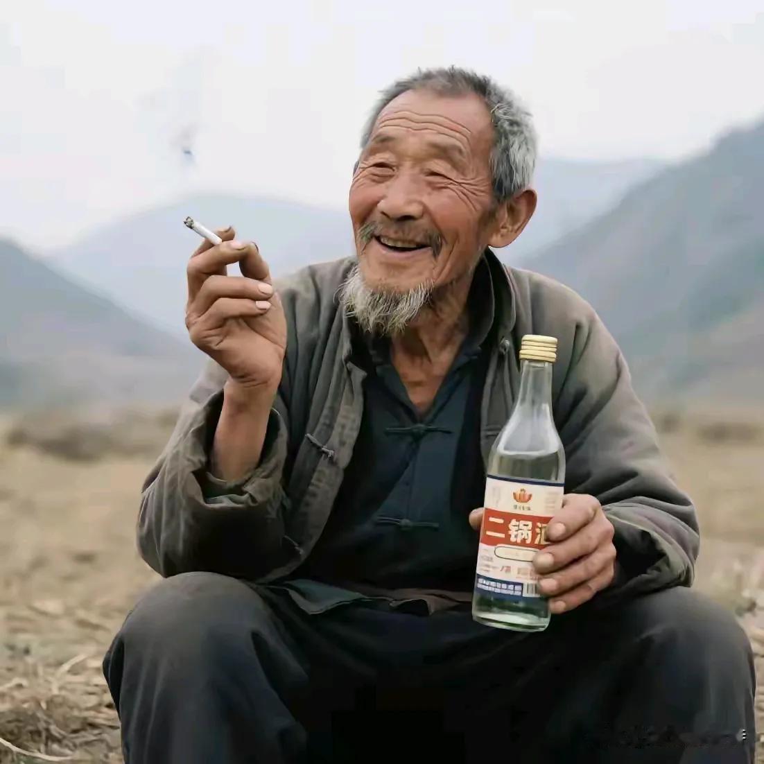 我是乡村一老汉，
二锅子酒猪头肉。
昼抗烈日夜披月，
……
留下一句想不出，老哥