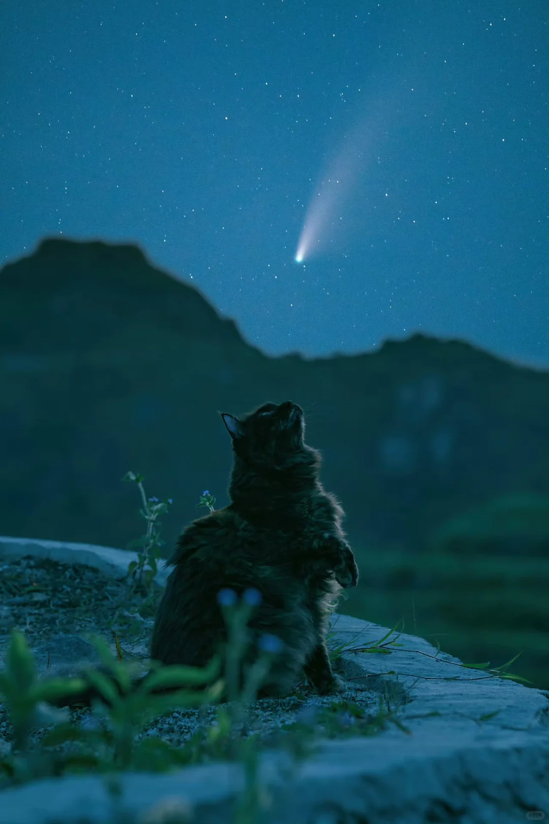 那年拍的彗星和猫