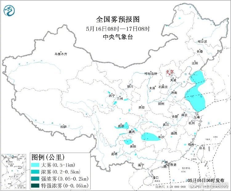 【中央气象台发布暴雨黄色预警 #重庆四川等地局地有大到暴雨#】5月16日06时，