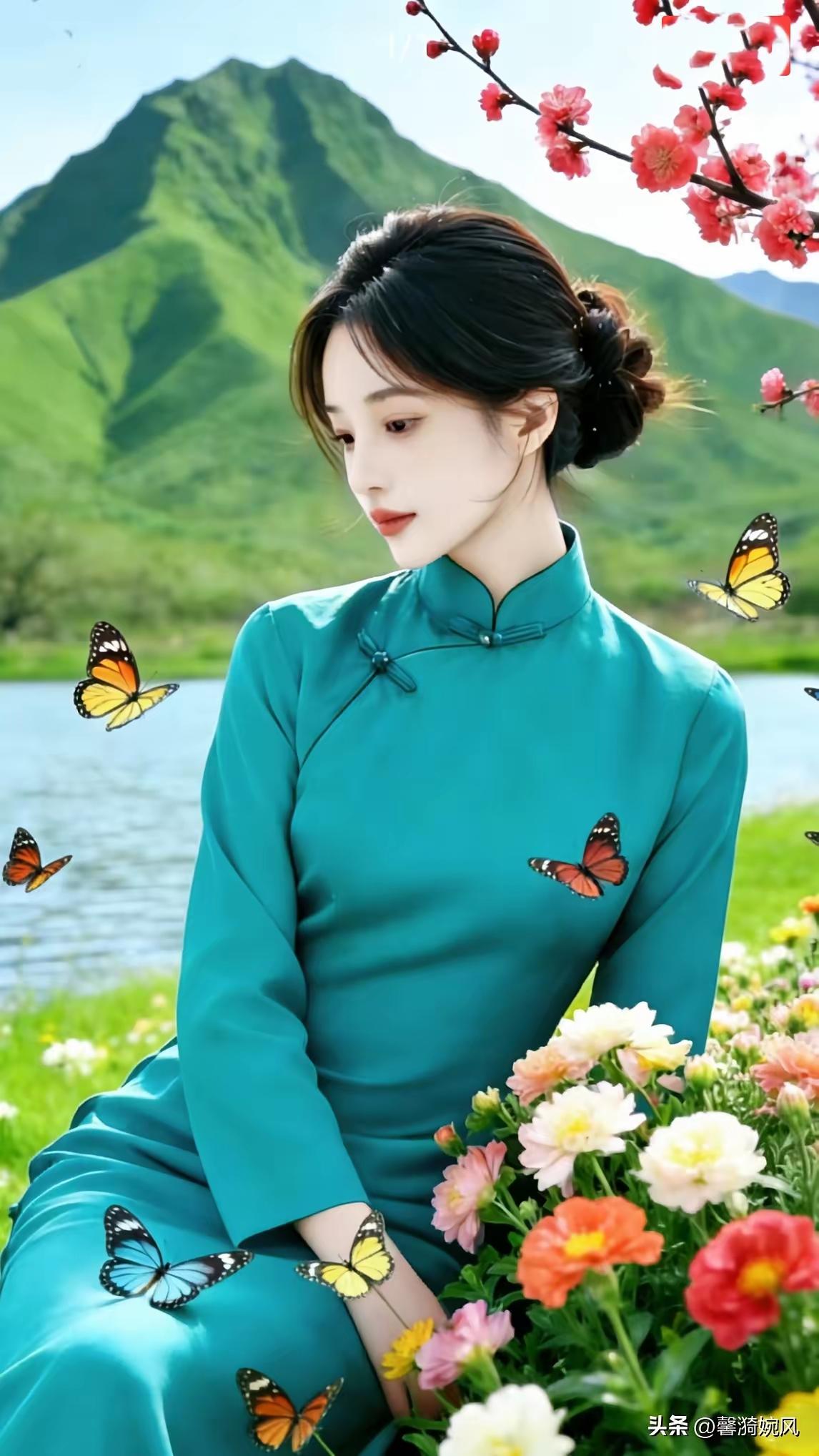 天净沙·春风正好
轻蹄陌上追蝶，
梅梢缀点深红，
软风漫拂芳丛。
青山映水，
一