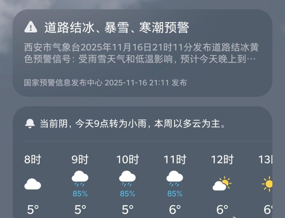 西安入冬第一场雪来了，可惜市内下的是雨啊！