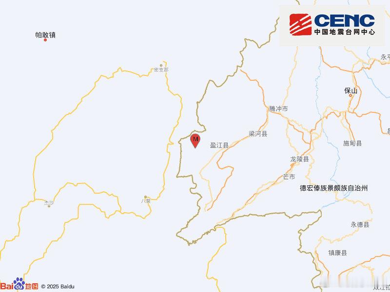 地震快讯中国地震台网正式测定：02月25日11时15分在云南德宏州盈江县（北纬2