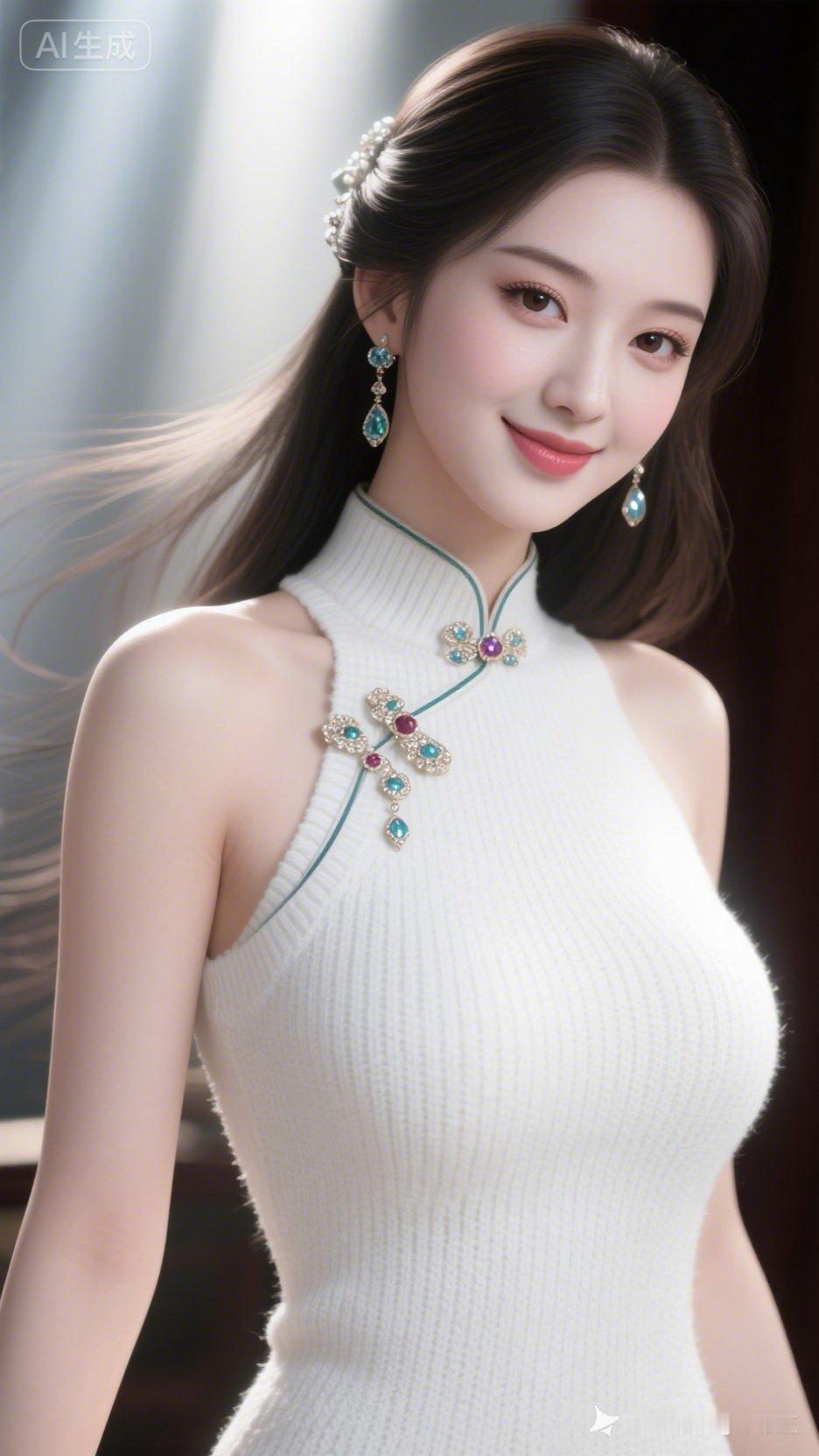 优雅白裙，闪耀珠宝，气质女神！