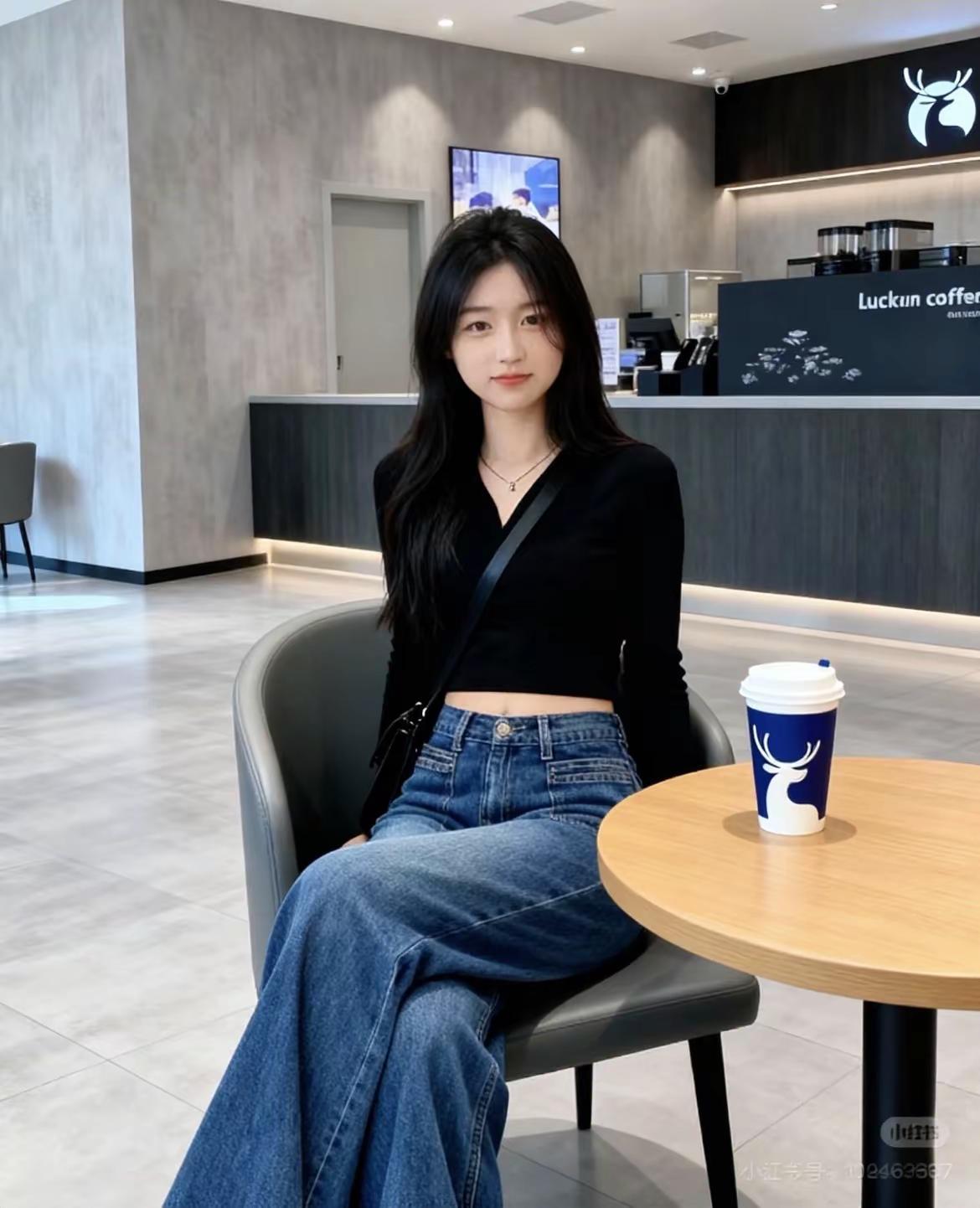 瑞幸打卡 全国统一行为 灵魂提问。今日穿搭 今日分享 出街穿搭 分享