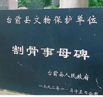 台前县“割骨事母碑”
位于河南省濮阳市台前县夹河乡白铺村，是清代为表彰孝妇王氏“