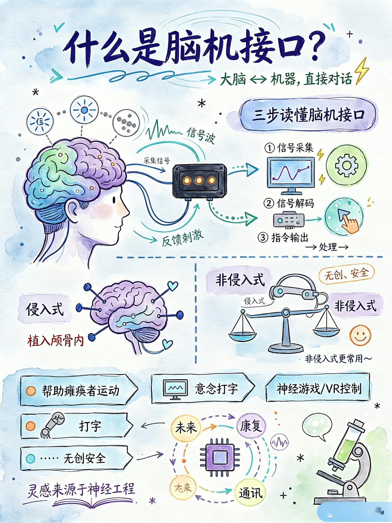 一图看懂：什么是脑机接口涨知识 科普 脑机接口 一图看懂