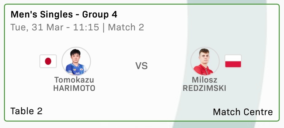 张本智和张本智和2026澳门乒乓球世界杯 赛程 ▶️男单 小组赛第一轮张本智和 