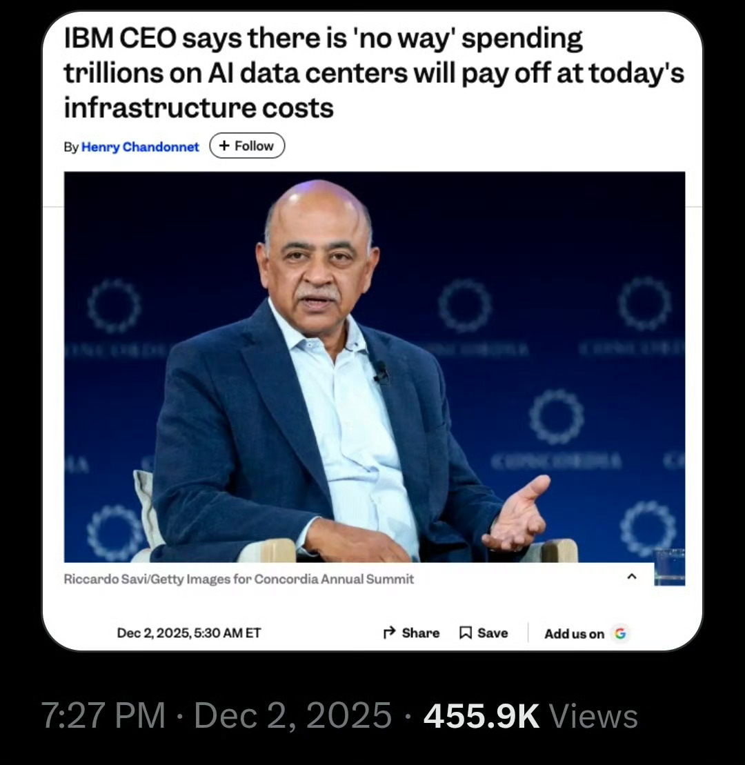 IBM 首席执行官阿尔文德·克里希纳 (Arvind Krishna)说，按目前