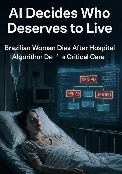 “AI 决定谁该生谁该死——巴西女子在医院系统拒绝治疗后死亡”巴西一名年轻女子在