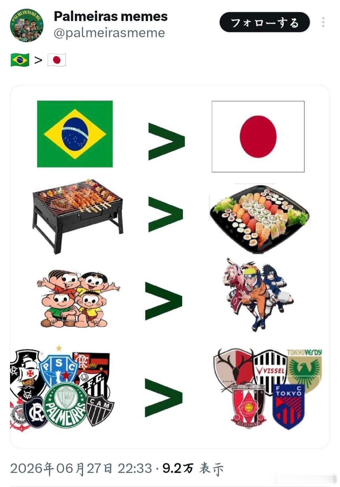 世界杯围观世界杯球赛还没开始，巴西和日本的网友已经提前交流上了6月30日凌晨1点