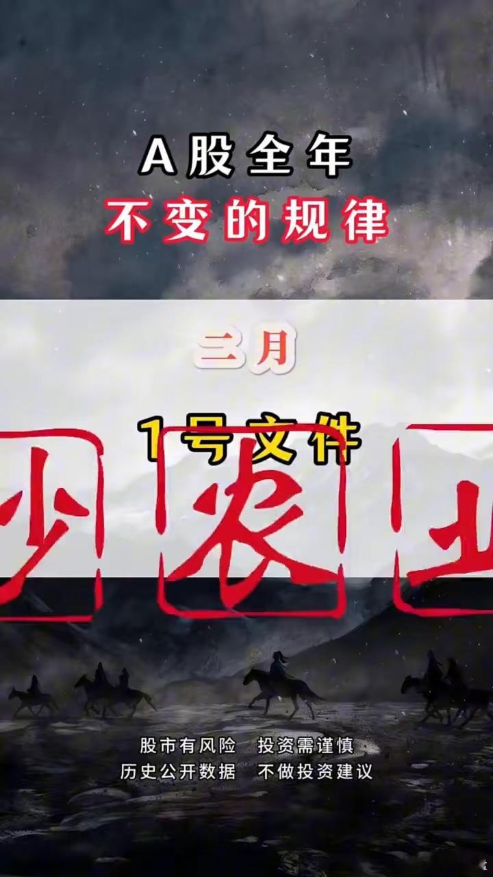 A股全年不变的规律·一月：春节年货炒消费。·二月：1号文件炒农业。·三月：两会前